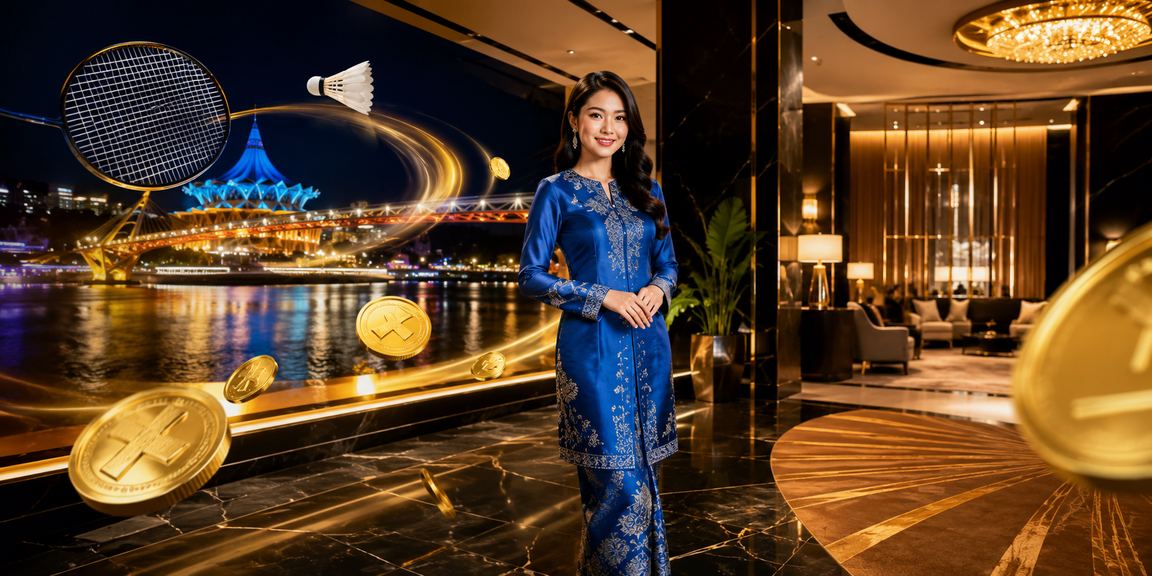 Pemain wanita menikmati permainan kasino dalam talian di Kuching